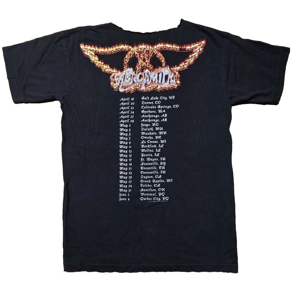 VTG Aerosmith Shirt 9 Lives World Tour Rock Band M Double Sided 90s READ NOTES - Picture 2 of 11